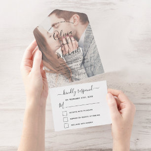 Invitation Tout En Un Mariage photo transparent simple moderne