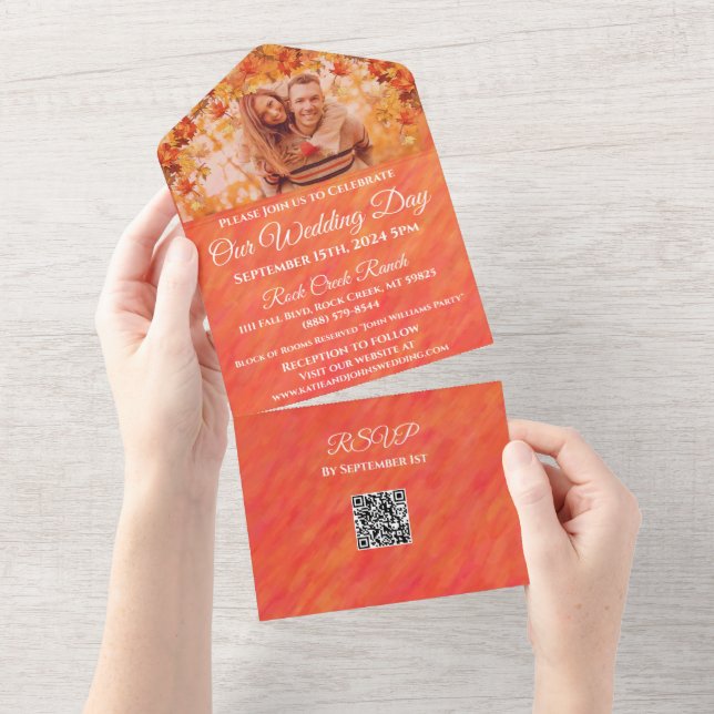 Invitation Tout En Un Mariage-Photo Vibes d'automne-Style d'automne- (Déchirure)