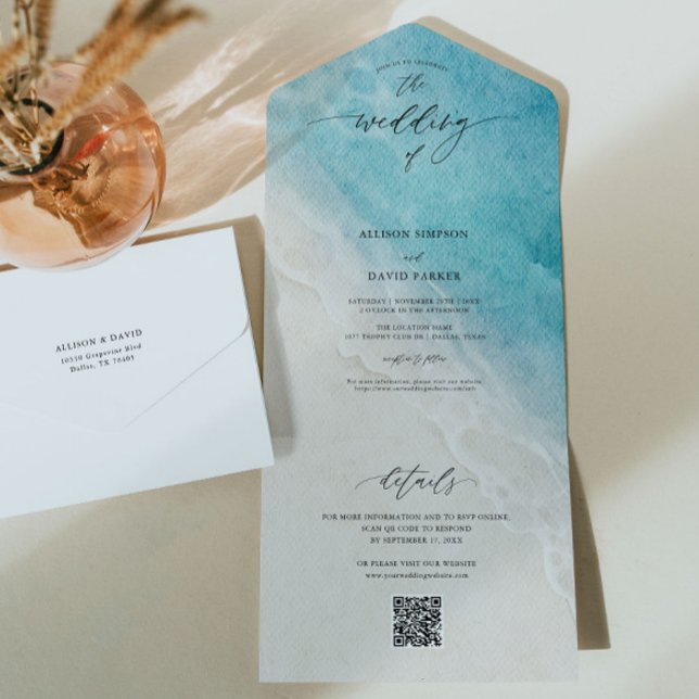 Invitation Tout En Un Mariage QR Destination Ocean Beach (Créateur téléchargé)