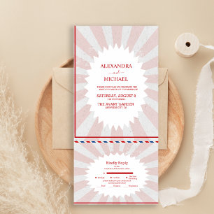 Invitation Tout En Un Mariage Rétro Groovy Années 70 Tons Sourds Tout