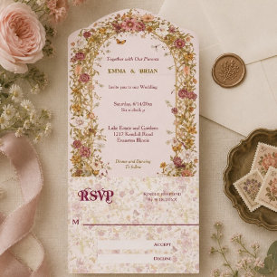Invitation Tout En Un Mariage romantique Bohème Arche florale Bohème