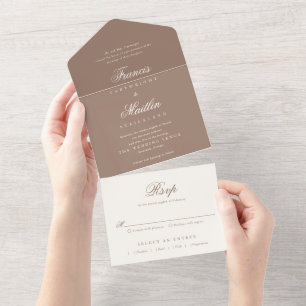 Invitation Tout En Un Mariage Romantique Brun Élégant