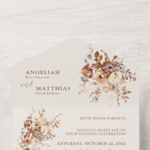 Invitation Tout En Un Mariage Romantique simple Fleurs de champ