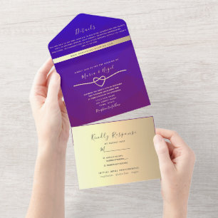 Invitation Tout En Un Mariage royal pourpre