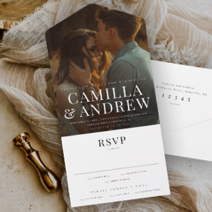 Invitation Tout En Un Mariage RSVP élégant et moderne