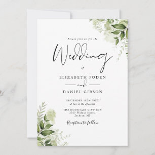 Invitation Tout En Un Mariage Rustique à Feuillage Vert