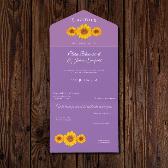 Invitation Tout En Un mariage rustique avec tournesol (Créateur téléchargé)