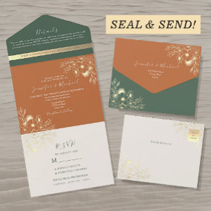 Invitation Tout En Un Mariage Rustique Chic Vert Olive et Terracotta