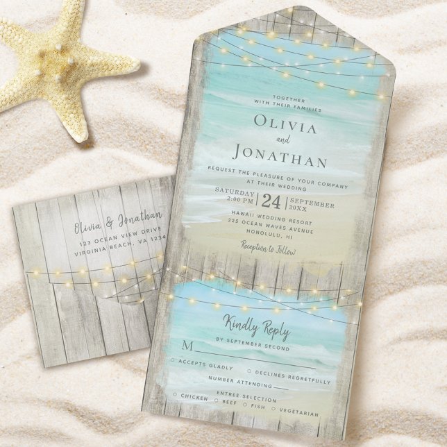 Invitation Tout En Un Mariage Rustique Destination Beach (Créateur téléchargé)