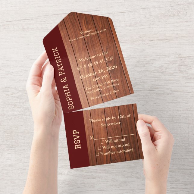 Invitation Tout En Un Mariage rustique élégant (Déchirure)