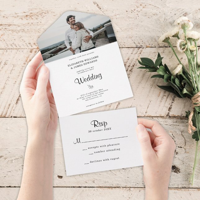 Invitation Tout En Un Mariage rustique élégant simple (Créateur téléchargé)