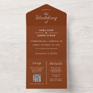 Invitation Tout En Un Mariage rustique moderne en terre cuite