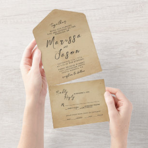 Invitation Tout En Un Mariage rustique simple et élégant