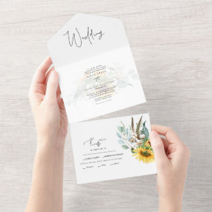 Invitation Tout En Un Mariage simple de tournesol Eucalyptus