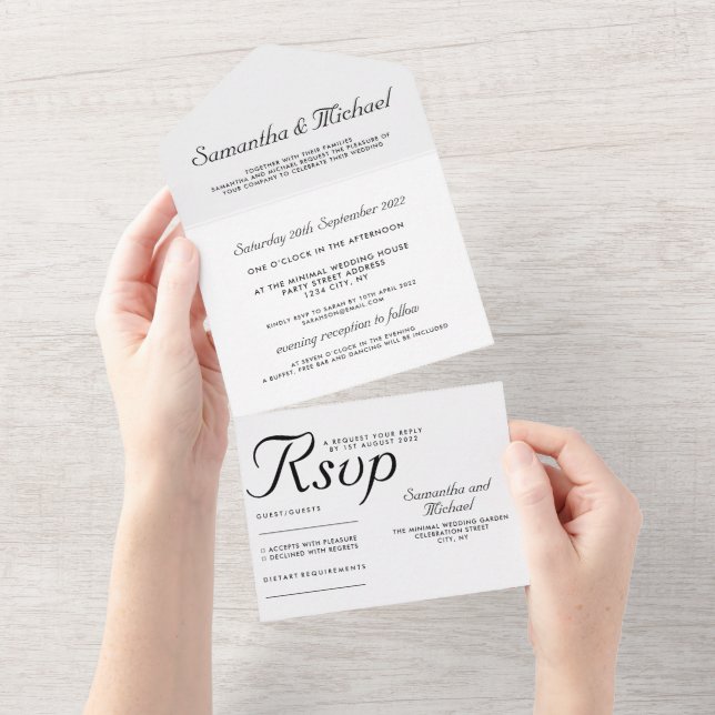 Invitation Tout En Un Mariage Simple et Élégant (Déchirure)