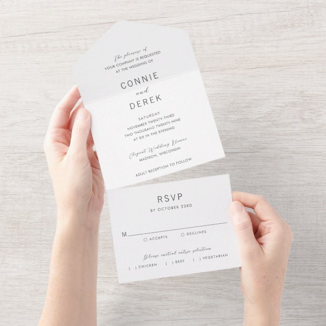 Invitation Tout En Un Mariage Simple Moderne (Déchirure)