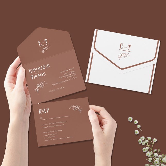 Invitation Tout En Un Mariage simple moderne Caliente Cocoa (Créateur téléchargé)