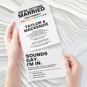 Invitation Tout En Un Mariage Sonne Gay Fun Rainbow Pride