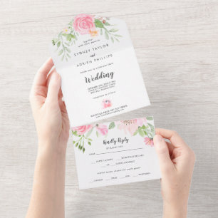 Invitation Tout En Un Mariage Spring Peony Tout en un