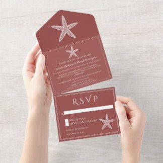 Invitation Tout En Un Mariage Starfish en terre cuite