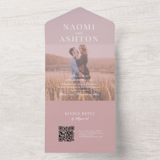 Invitation Tout En Un Mariage superposition brossé tout en une invitatio