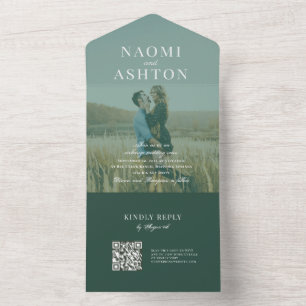 Invitation Tout En Un Mariage superposition brossé tout en une invitatio