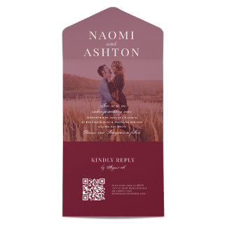 Invitation Tout En Un Mariage superposition brossé tout en une invitatio