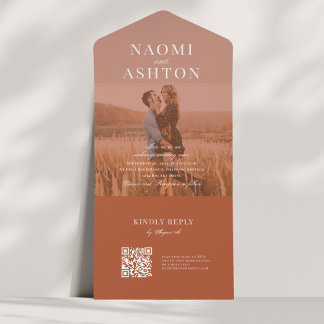 Invitation Tout En Un Mariage superposition brossé tout en une invitatio