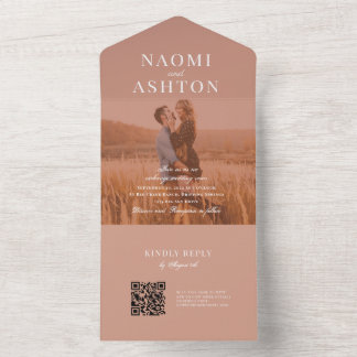 Invitation Tout En Un Mariage superposition brossé tout en une invitatio