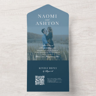 Invitation Tout En Un Mariage superposition brossé tout en une invitatio