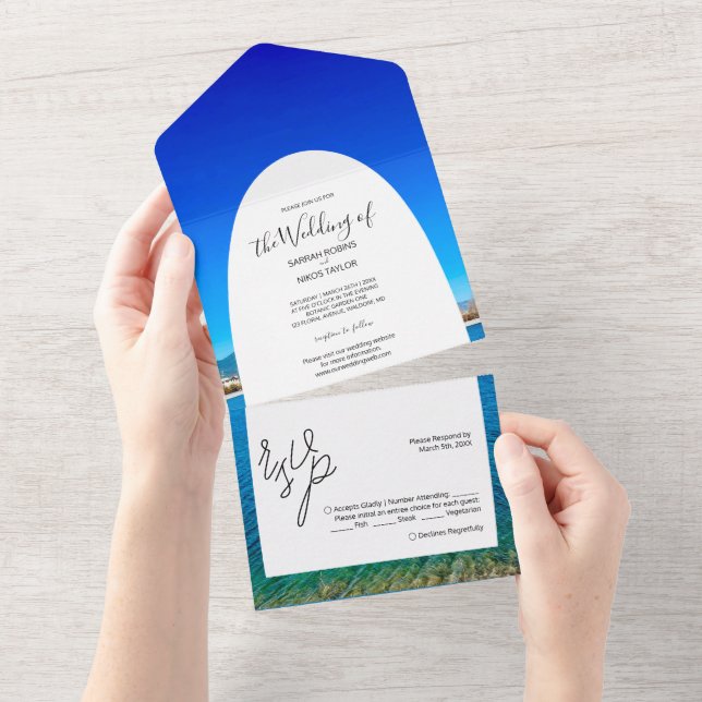 Invitation Tout En Un Mariage sur la côte océanique de la plage (Déchirure)