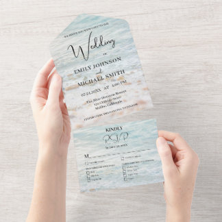 Invitation Tout En Un Mariage sur la côte océanique ensoleillée
