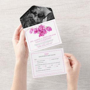 Invitation Tout En Un Mariage tardif bougainvillier rose
