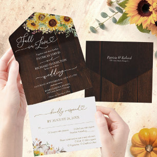 Invitation Tout En Un Mariage Tournesol Citrouille Tombez amoureux