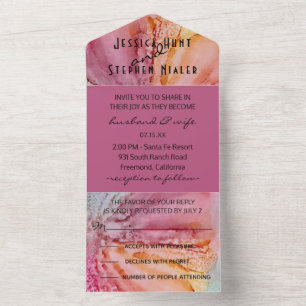 Invitation Tout En Un Mariage Tous N Un Invitation Fleurs couleur d'eau