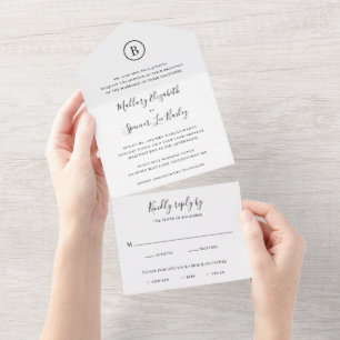 Invitation Tout En Un Mariage traditionnel noir et blanc élégant