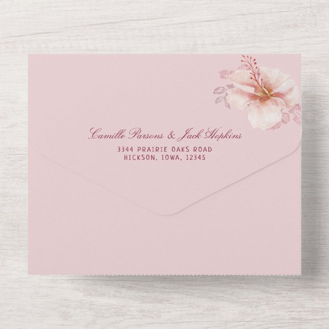 Invitation Tout En Un Mariage Tropical Pink (Verso)