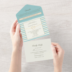 Invitation Tout En Un Mariage Turquoise Aquarelle moderne