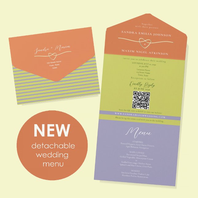 Invitation Tout En Un Mariage Unique Citron Vert Rayé (Créateur téléchargé)