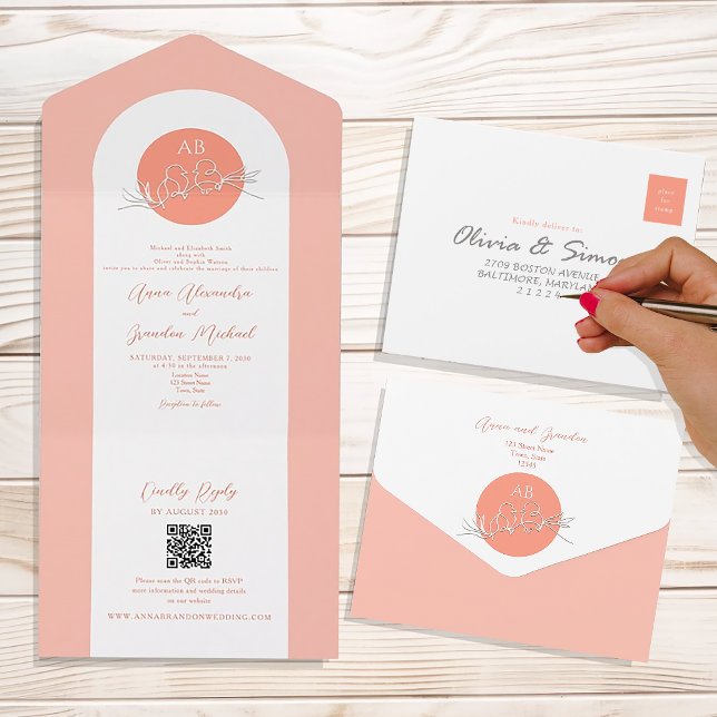 Invitation Tout En Un Mariage Unique Corail (Créateur téléchargé)