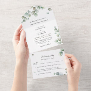 Invitation Tout En Un Mariage végétal Feuille Eucalyptus