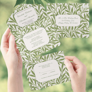 Invitation Tout En Un Mariage Vintage, Motif de feuilles de saule victor