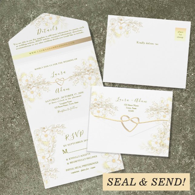 Invitation Tout En Un Mariage Vintage or (Créateur téléchargé)