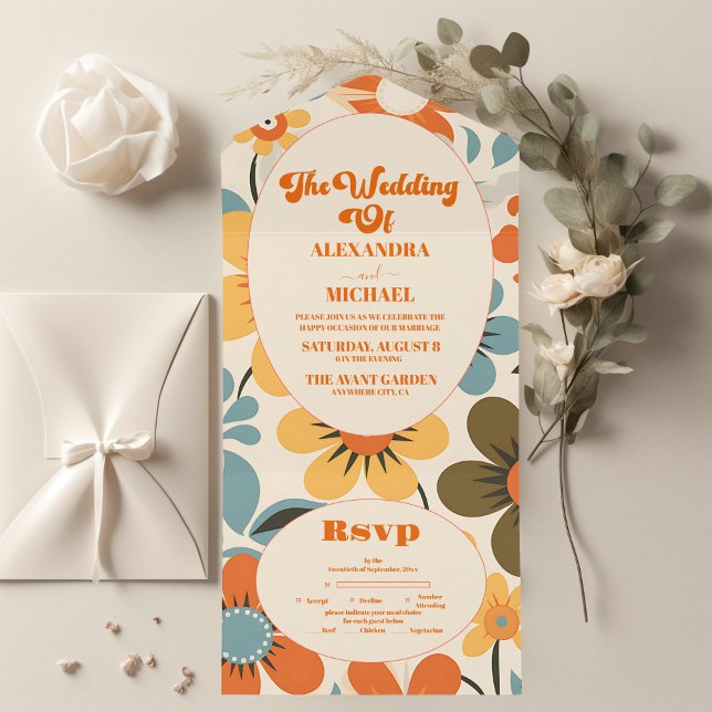Invitation Tout En Un Mariage Vintage Rétro  (Créateur téléchargé)