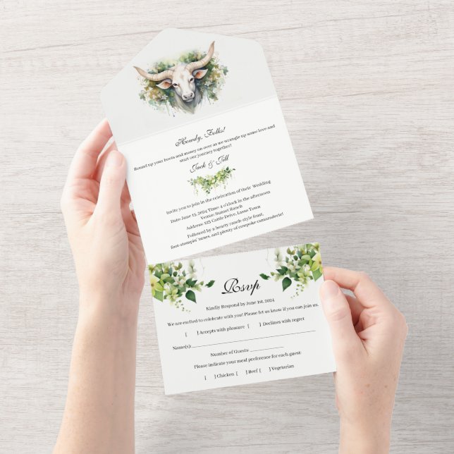 Invitation Tout En Un Mariage Western Rustique (Déchirure)