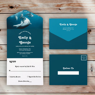 Invitation Tout En Un Marine Sous-marin Jouer Dolphins Sea Beach Mariage