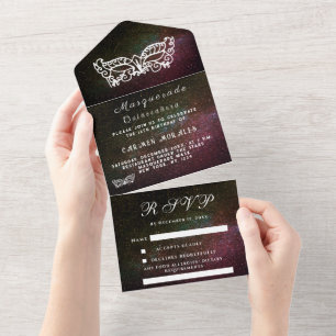 Invitation Tout En Un Masquerade Masque Galaxy Sky Stars Quinceanera