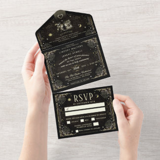 Invitation Tout En Un MENU Mariage Halloween Tarot "Avec"