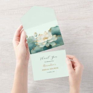 Invitation Tout En Un Merci de Fête des mariées de fleurs Lotus personna