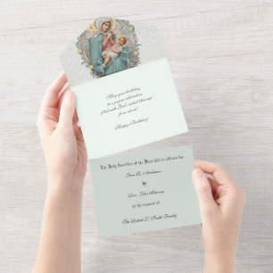 Invitation Tout En Un Messe Religieuse Catholique Offrant Vierge Marie T